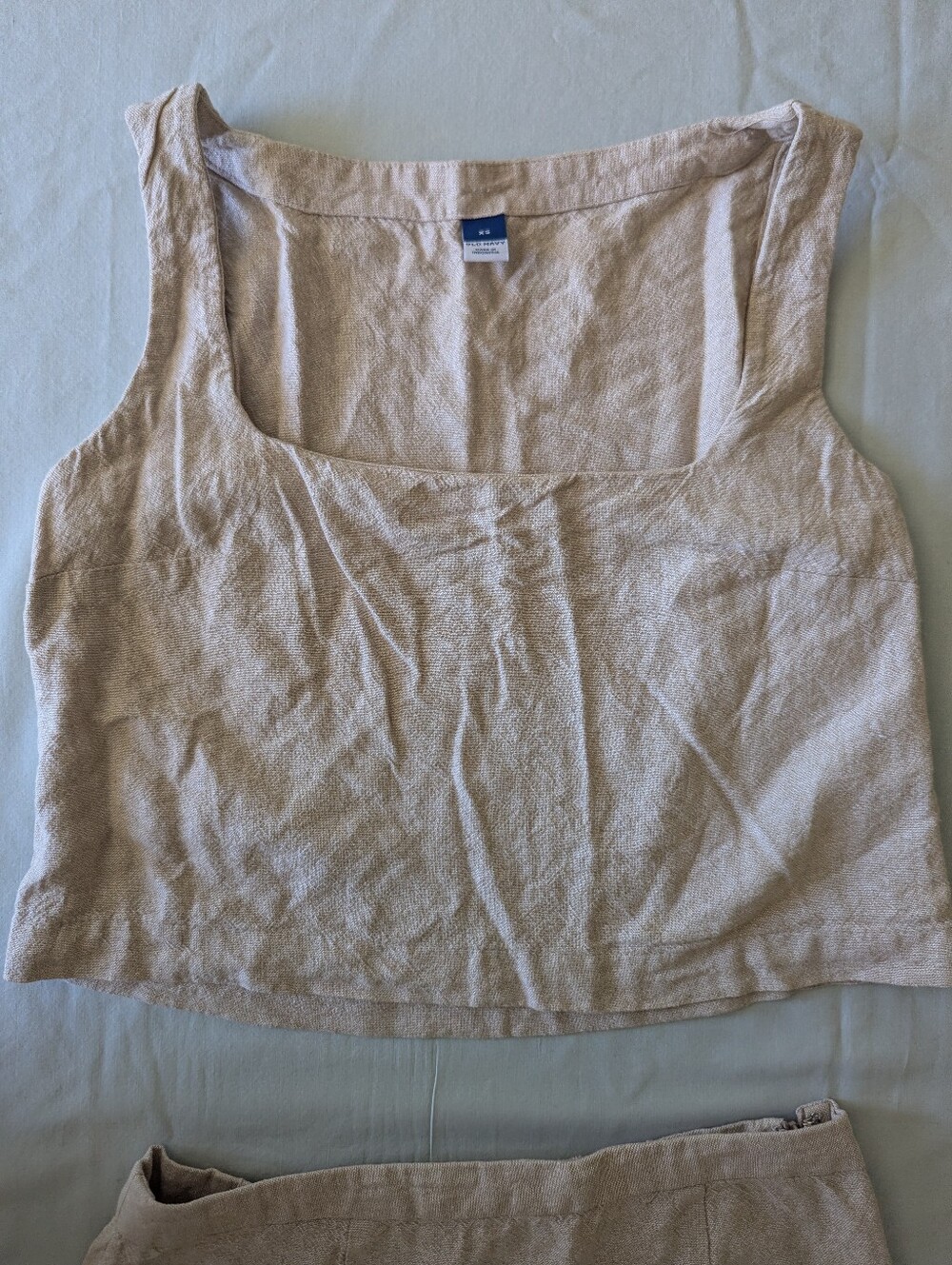 Two-piece Natural Linen Blend Maxi Skirt And Square Neck Top Set - Picture 11 of 16